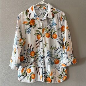 Chico's No Iron 3/4 Sleeve Stretch Tropical Shirt
